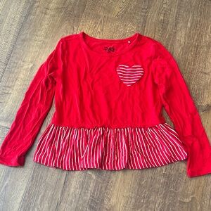 Little Sleepies Red Heart Peplum Bamboo Top Girls 4T Valentines